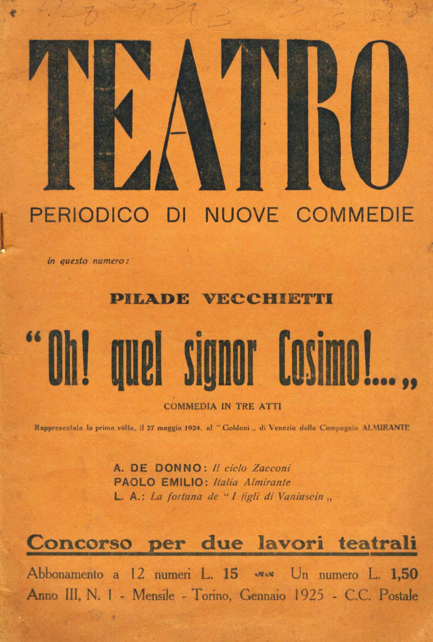 Teatro. Periodico di nuove commedie